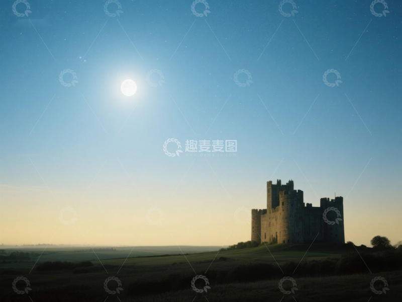 高清大图下载【趣麦麦图】月光下的古老城堡