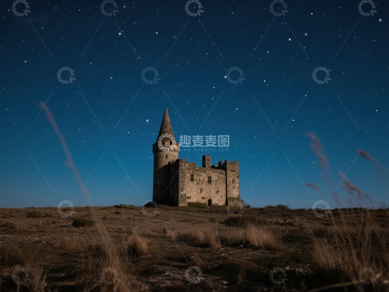 高清大图下载【趣麦麦图】星空下的古老城堡