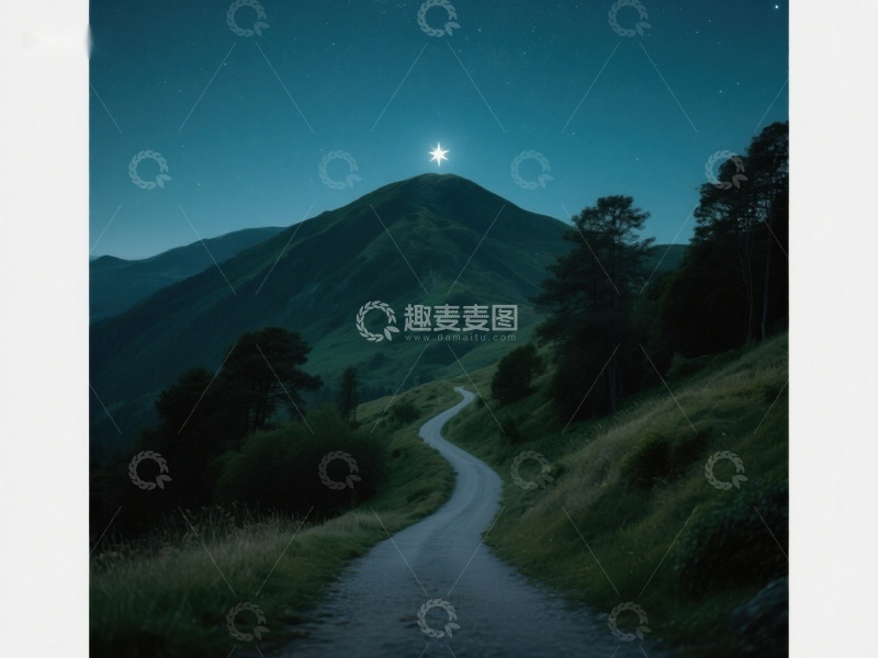 高清大图下载【趣麦麦图】夜幕山间，星光指引蜿蜒小径