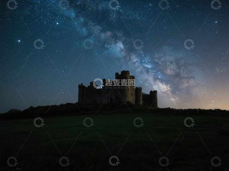 高清大图下载【趣麦麦图】夜空下的古老城堡