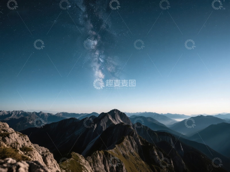 高清大图下载【趣麦麦图】星空下的巍峨山脉
