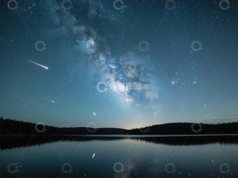 高清大图下载【趣麦麦图】银河横跨夜空，湖面静谧倒影