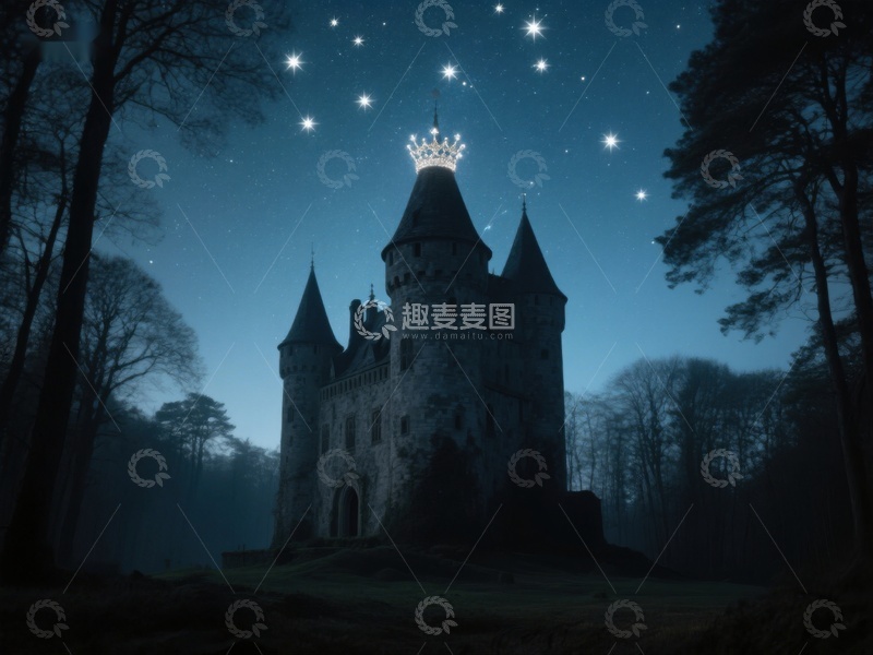高清大图下载【趣麦麦图】夜幕下的神秘古堡