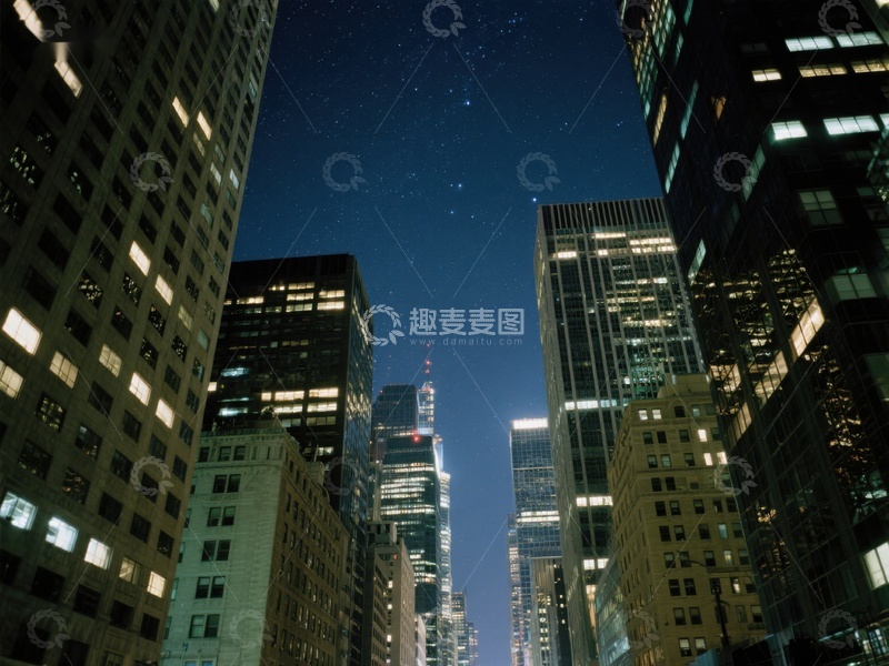 高清大图下载【趣麦麦图】夜空下的城市高楼