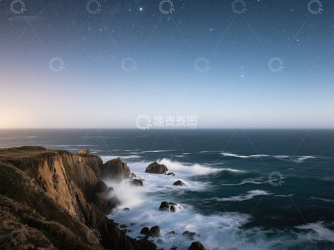 星空下的海岸线