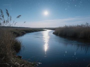 月光下的宁静河流