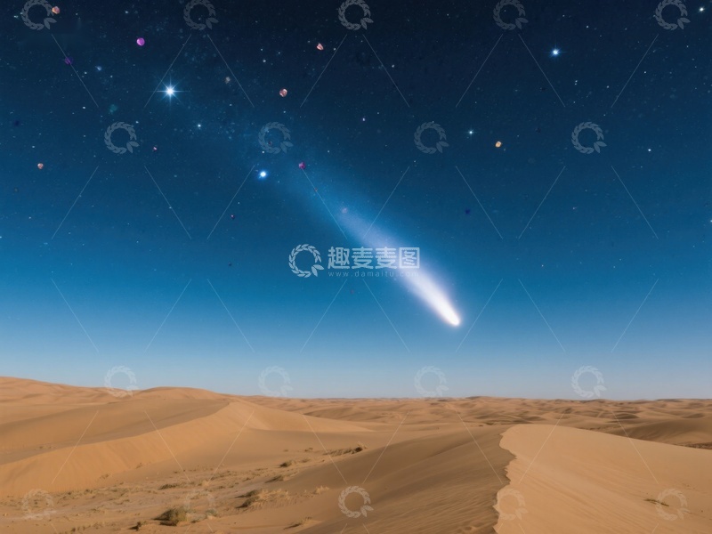 高清大图下载【趣麦麦图】沙漠夜空下的彗星奇观