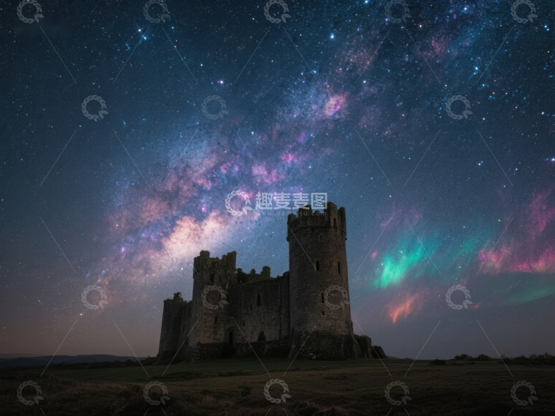 高清大图下载【趣麦麦图】星空下的古老城堡