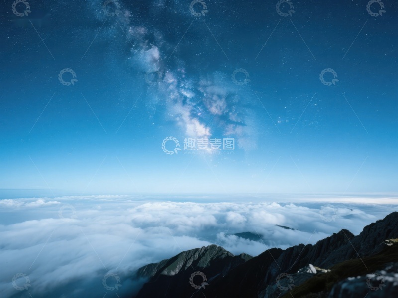 高清大图下载【趣麦麦图】星夜云海，山巅静谧