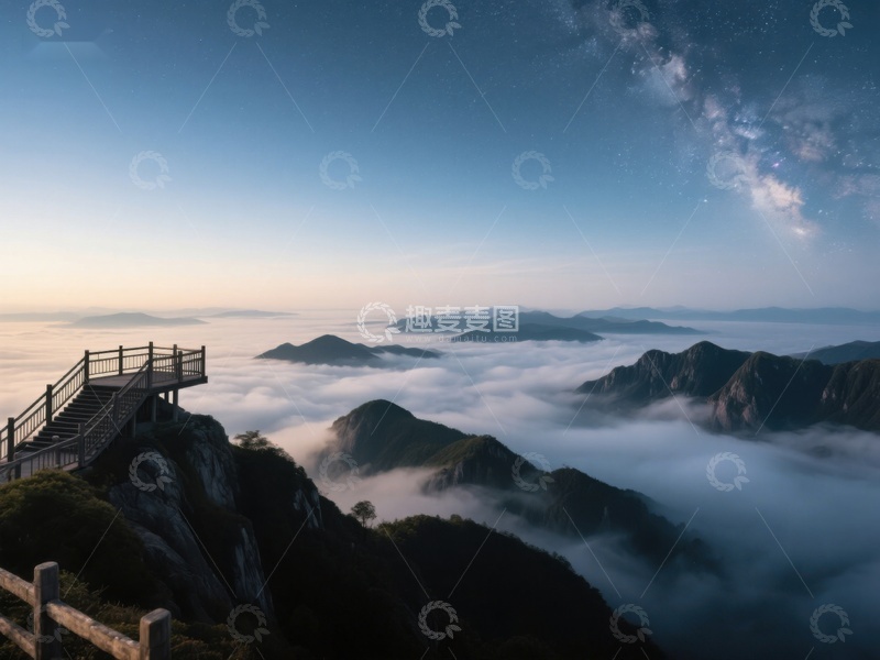 高清大图下载【趣麦麦图】云海之上，观星台俯瞰群山