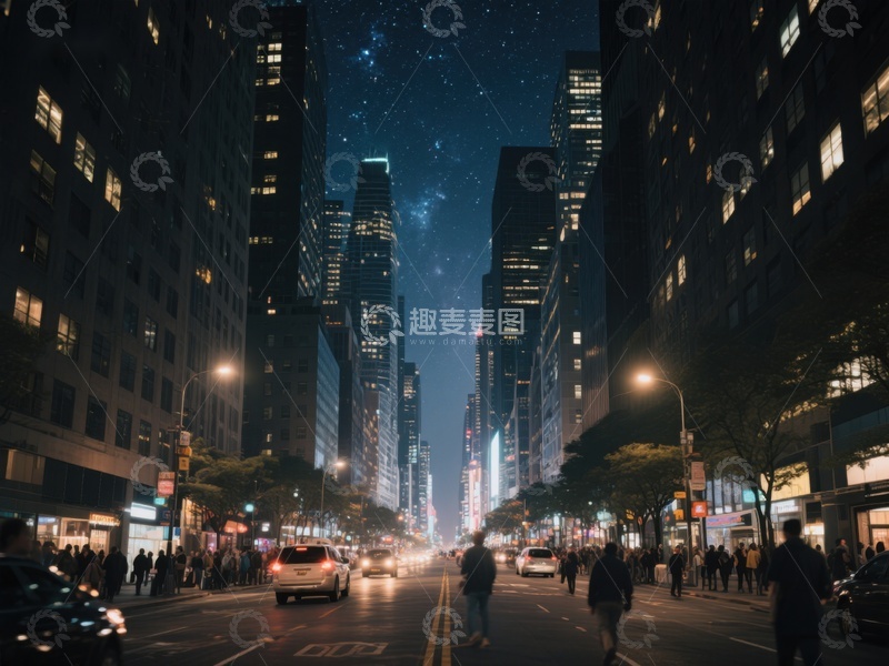 高清大图下载【趣麦麦图】夜幕下的城市街景