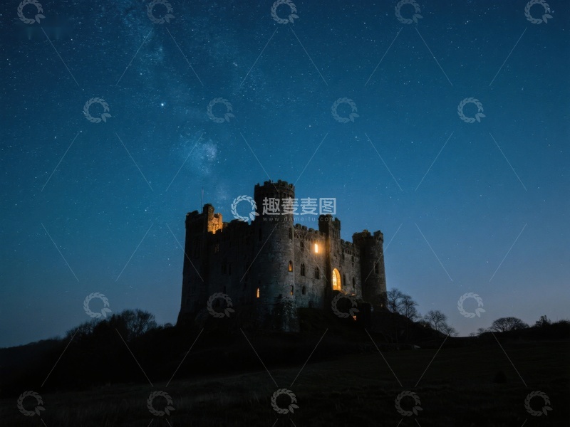 高清大图下载【趣麦麦图】夜空下的古堡