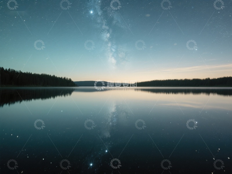 高清大图下载【趣麦麦图】星河映湖面，静谧夜景图