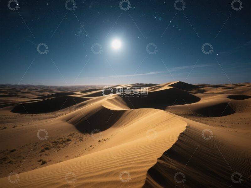 高清大图下载【趣麦麦图】月光下的沙漠沙丘