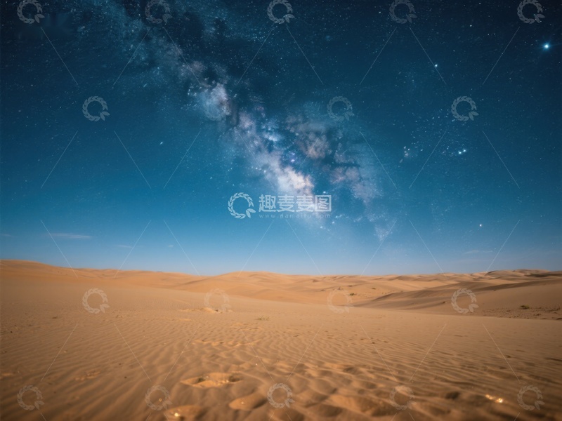 高清大图下载【趣麦麦图】沙漠夜空下的银河美景