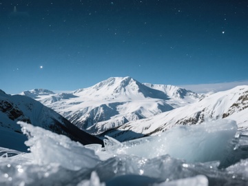 夜空下的雪山与冰晶