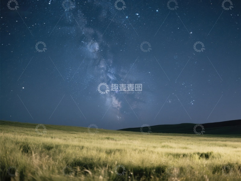 高清大图下载【趣麦麦图】夜空下的草原