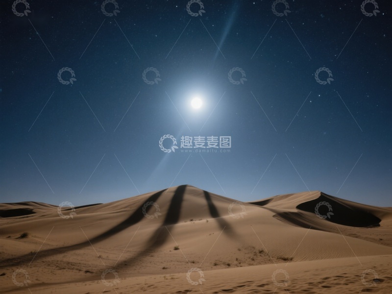 高清大图下载【趣麦麦图】月光下的沙漠沙丘