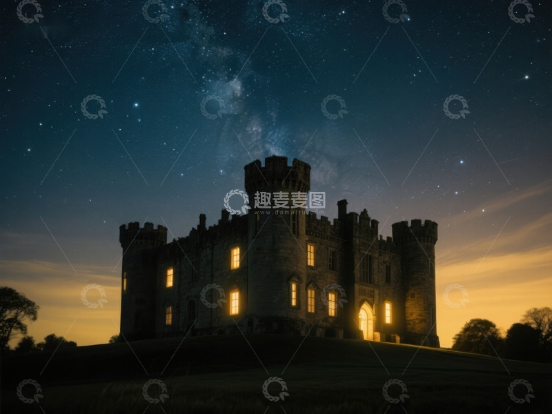 高清大图下载【趣麦麦图】夜空下的古堡