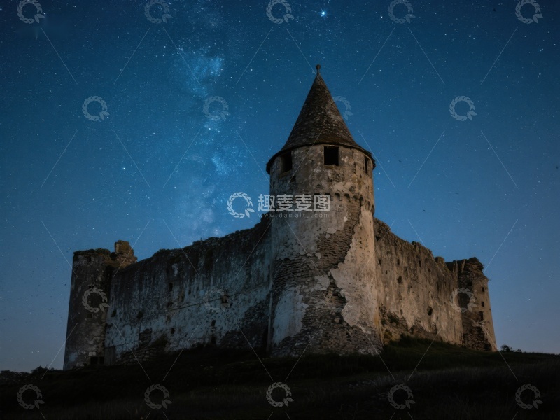高清大图下载【趣麦麦图】夜空下的古老城堡
