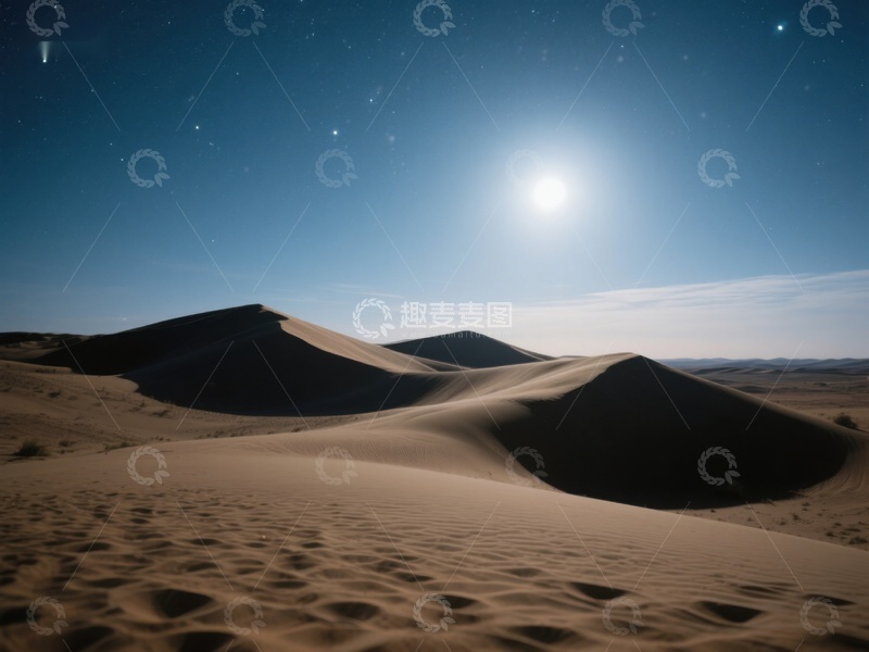 高清大图下载【趣麦麦图】月光下的沙漠沙丘