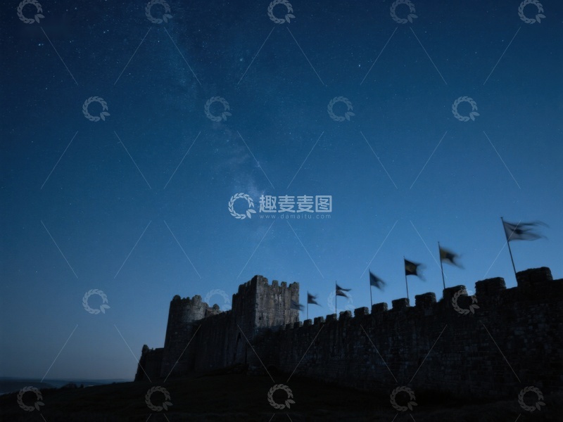高清大图下载【趣麦麦图】夜空下的古城堡剪影