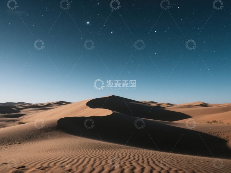 高清大图下载【趣麦麦图】星空下的沙漠沙丘