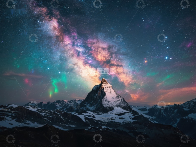 高清大图下载【趣麦麦图】星空下的雪山奇景