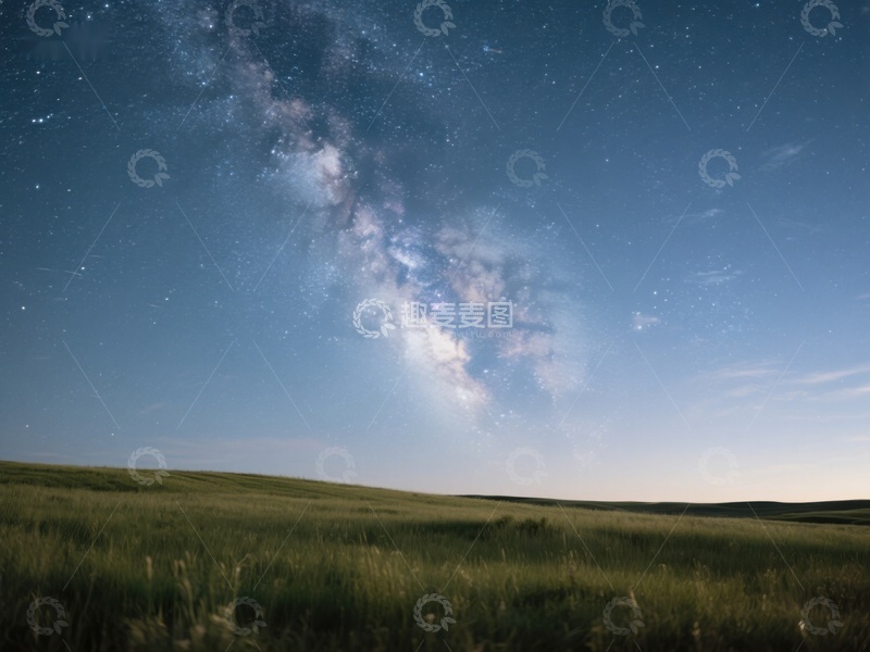 高清大图下载【趣麦麦图】草原夜空下的银河