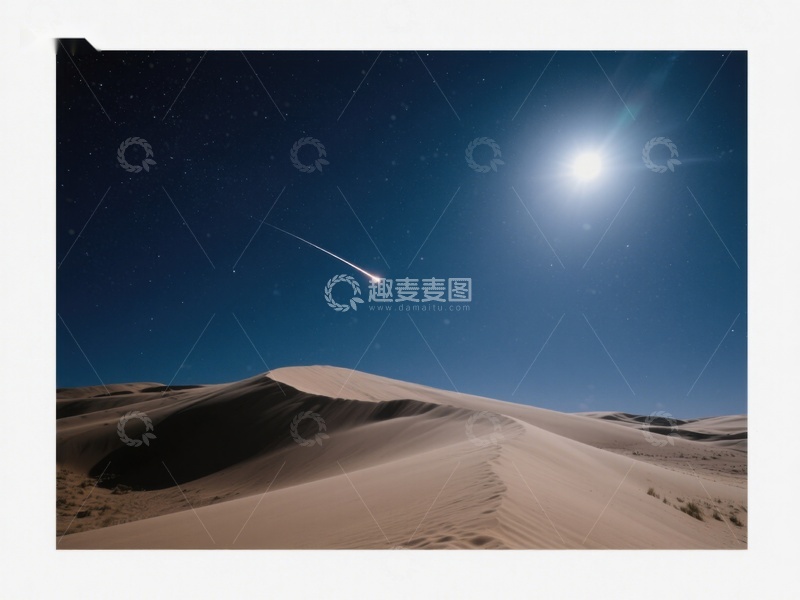 高清大图下载【趣麦麦图】沙漠夜空流星划过