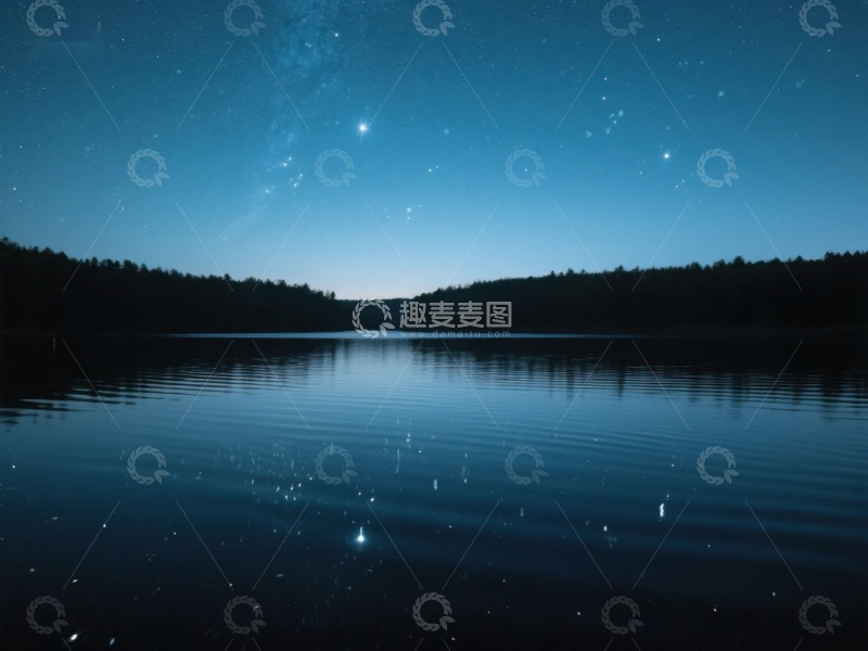 高清大图下载【趣麦麦图】夜空下的宁静湖面