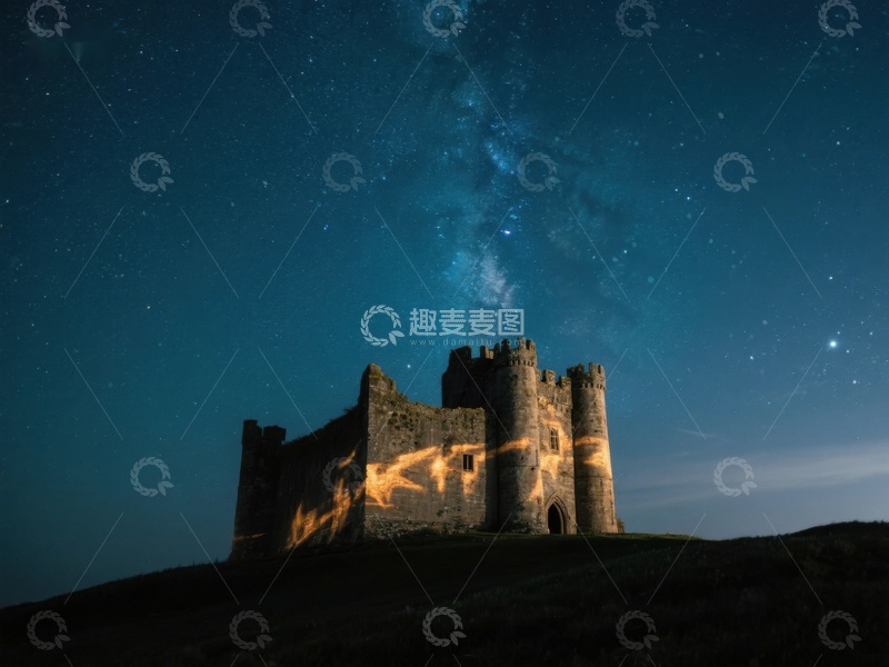 高清大图下载【趣麦麦图】星空下的古老城堡
