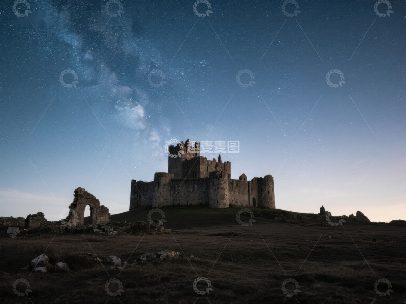 高清大图下载【趣麦麦图】星空下的古老城堡