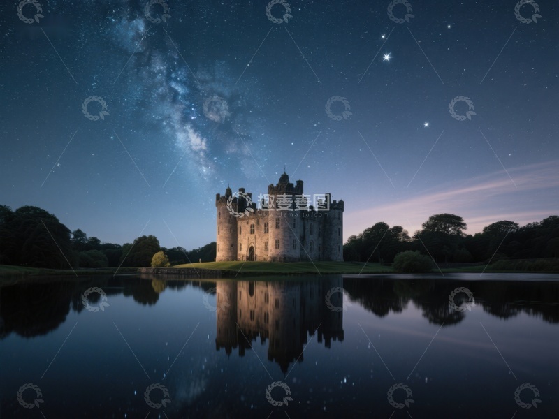 高清大图下载【趣麦麦图】星空下的古堡倒影