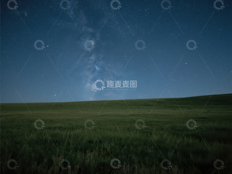 高清大图下载【趣麦麦图】夜空下的草原