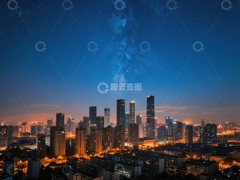 夜幕下的城市天际线