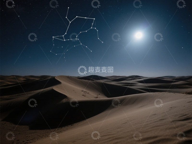 高清大图下载【趣麦麦图】沙漠夜空下的星座图