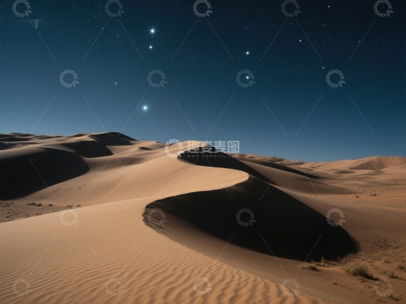高清大图下载【趣麦麦图】夜空下的沙漠沙丘