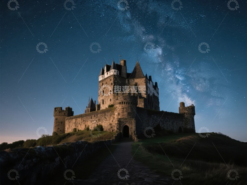 高清大图下载【趣麦麦图】星空下的古老城堡