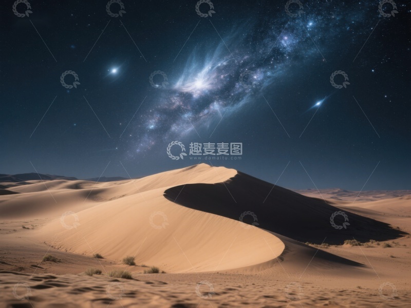 高清大图下载【趣麦麦图】沙漠夜景与银河