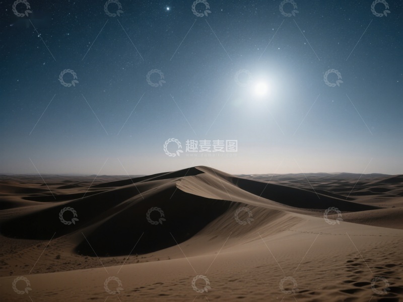 高清大图下载【趣麦麦图】月光下的沙漠沙丘