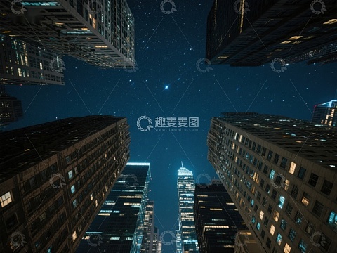 夜空下的城市高楼