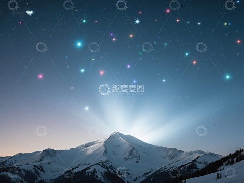 雪山夜景与璀璨星空