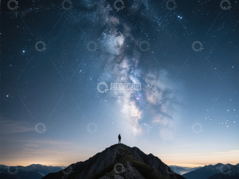 高清大图下载【趣麦麦图】山顶观星，银河璀璨
