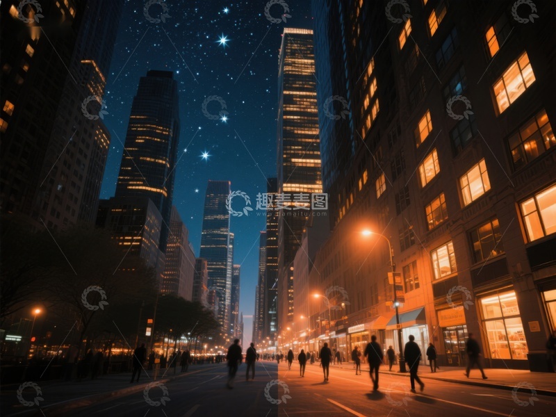 高清大图下载【趣麦麦图】夜幕下的城市街景