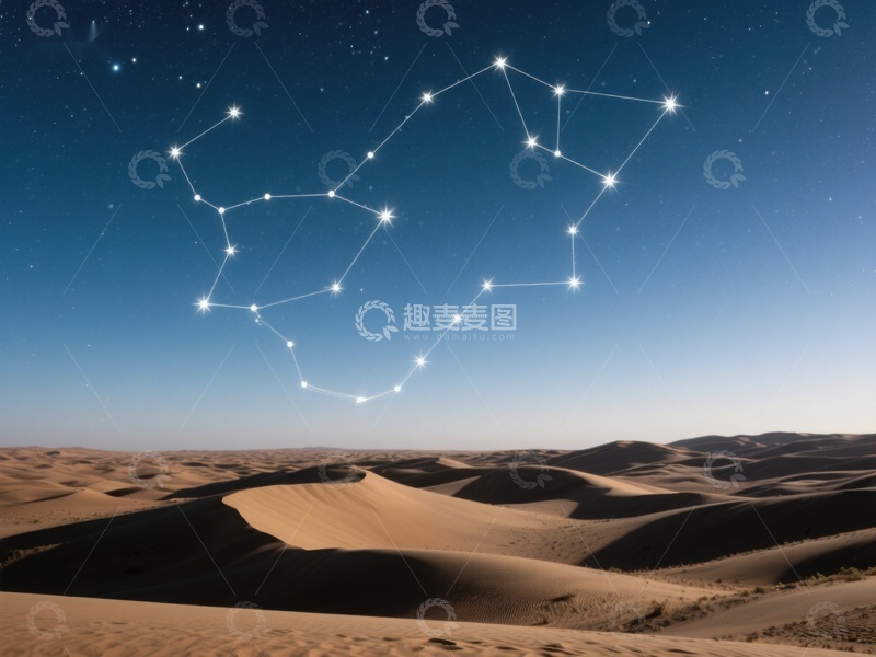 高清大图下载【趣麦麦图】沙漠夜空中的星座
