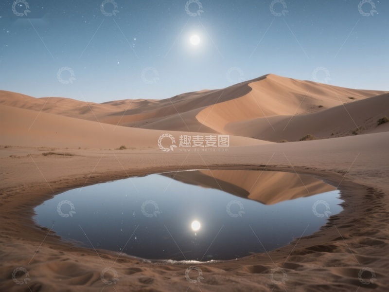 高清大图下载【趣麦麦图】沙漠中的水洼映射晴空