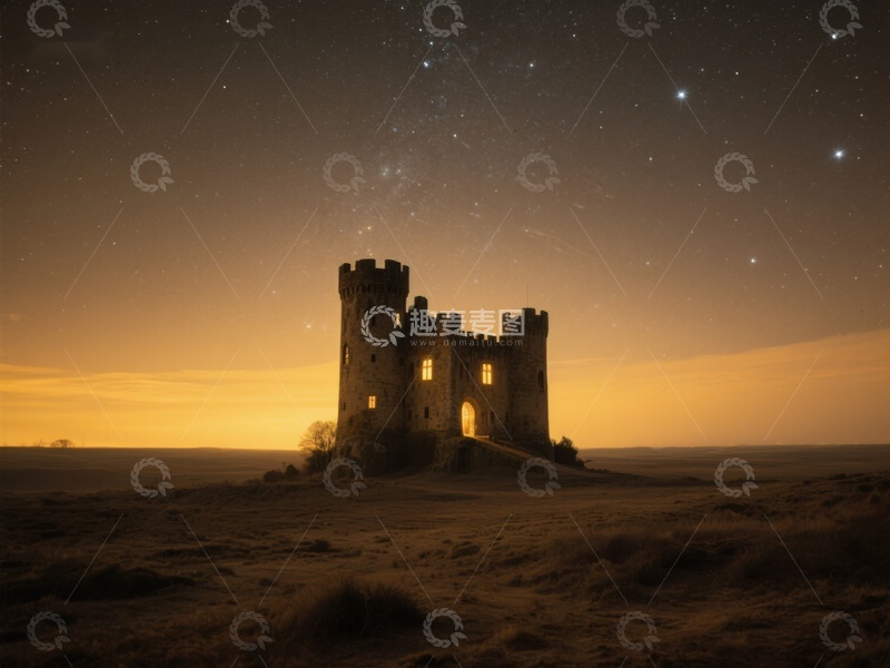 高清大图下载【趣麦麦图】夜空下的古老城堡