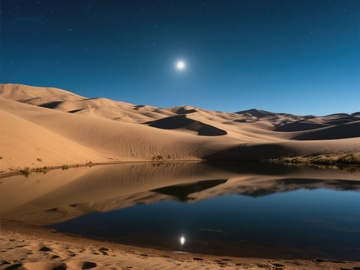 月光下的沙漠绿洲