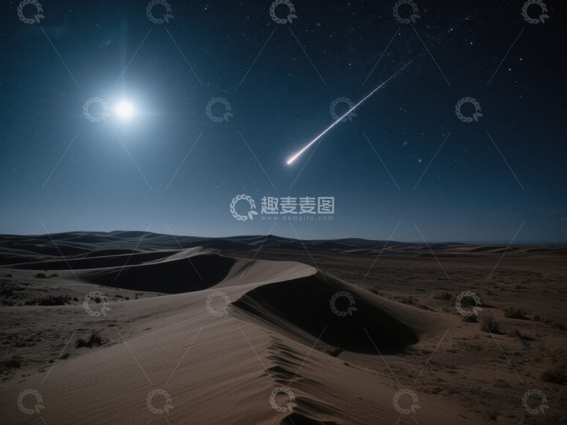 高清大图下载【趣麦麦图】沙漠夜空流星划过